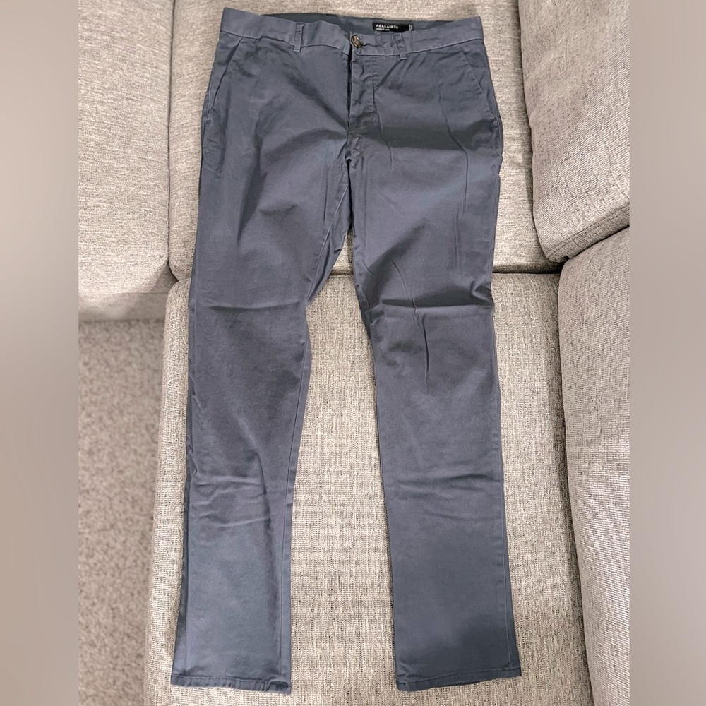 AllSaints size 34 grayish/bluish cotton/elastane pants. Perfect new condition!
